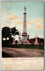 Dallas Texas 1906 Postcard Civil War Confederate Monument