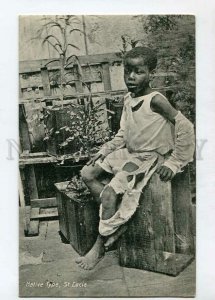 3144563 SAINT LUCIA Native type black boy Vintage postcard