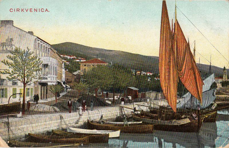 Croatia Primorje-Gorski kotar Cirkvenica harbour sailing vessels boats postcard