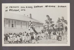 Reserve WISCONSIN RPPC c1950 CHIPPEWA INDIANS Ojibway Indian MISSION SCHOOL KB