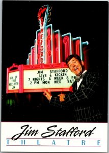 Jim Stafford Theatre Marquee, Neon Lights Highway 76 Branson MO Postcard A70