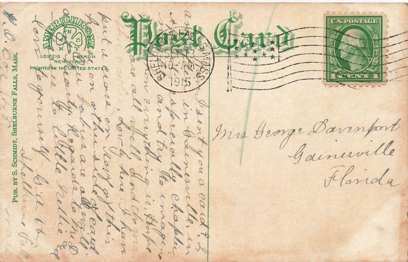 Shelburne Falls Massachusetts MA~Odd Fellows Building~1915 Postcard