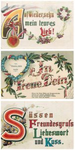 Lot of 3 patriotic greetings postcards Germany World War 1914-1918