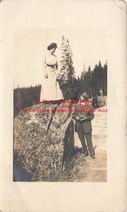 Canada, Alberta, Calgary Postmark, RPPC, Woman Standing on a Rock, Photo
