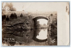 1909 CB&Q Railroad Bridge Pine Creek View Near Polo IL RPPC Photo Postcard