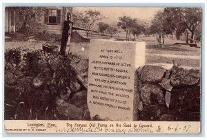 c1940s The Famous Old Pump On The Road To Concord Lexington MA Unposted Postcard