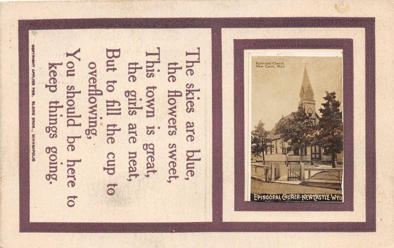 F36/ Newcastle Wyoming Postcard RPPC 1913 Episcopal Church