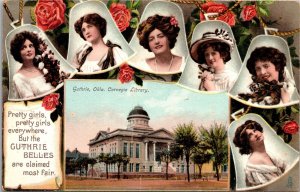 Vtg Guthrie Oklahoma OK Carnegie Library Our Belles 1910s Raphael Tuck Postcard