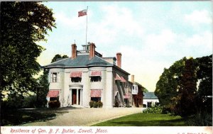 Residence of General B.F. Butler, Lowell MA Undivided Back Vintage Postcard L43