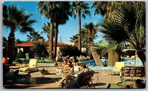 Vtg Palm Springs California CA Horace Heidt's Lone Palm Hotel Pool View Postcard