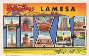 Texas Greetings From Lamesa Large Letter Linen Curteich