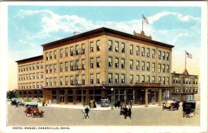 Zanesville, OH Ohio  HOTEL ROGGE & Street View~Cars/Bicycle  ca1920's Postcard