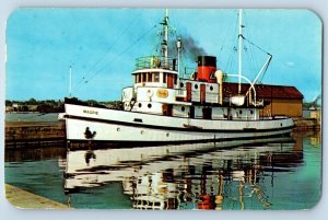 Salt Ste Marie Canada CA Postcard Steamship On Lake Superior Scene 1963 Vintage