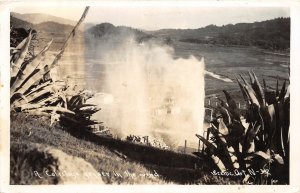 F38/ Calistoga California Postcard RPPC 1952 Geyser in the Wind Plants