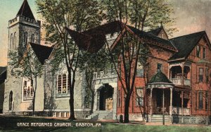 Vintage Postcard 1910's Grace Reformed Church Easton Pennsylvania PA Structure