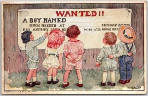 Kids Reading The Tarp Wanted Boy Comic Card Postcard