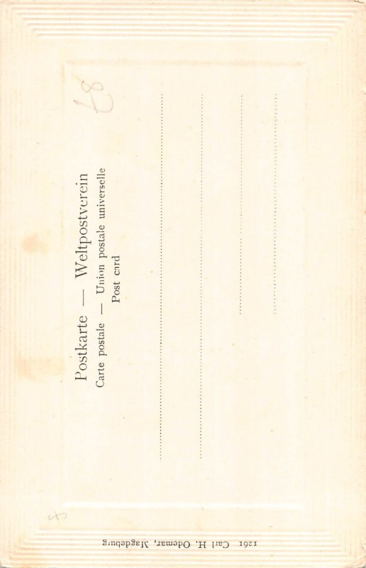 Fantasy Anthropomorphic Maybug Climbs Mushroom vintage postcard B992