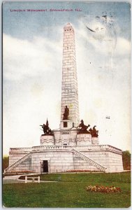 VINTAGE POSTCARD THE LINCOLN MONUMENT SPRINGFIELD ILLINOIS POSTED 1917