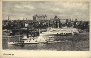 Albany New York NY Harbor Steam Ship Hudson River 1900s-10s Postcard