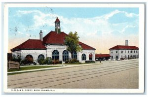 c1920 Exterior View C. R. I. P. Depot Building Rock Island Illinois IL Postcard