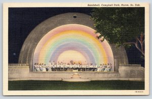Huron South Dakota~Campbell Park Bandshell~1940s Linen Postcard