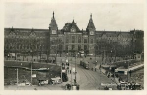 Netherlands Amsterdam central railway station photo postcard