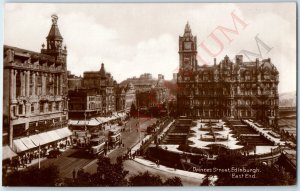 c1920s Edinburgh, Scotland Downtown RPPC Princes Street Tram Trolley Photo A193