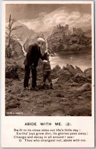 Grandpa and Kid A Walk Through The Lake Abide With Me Children's Poem Postcard