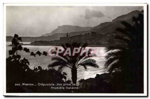 Old Postcard Menton Crepuscule View from the Italian Border