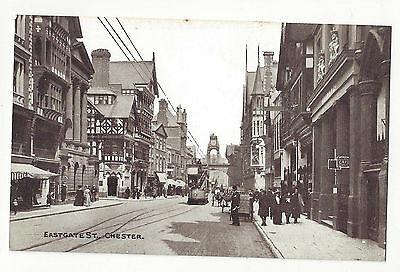 UK Cheshire England Chester Eastgate Street Scene Trolley Vtg c 1910 Postcard