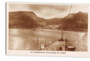 St Helena Island Vintage RPPC Real Photo Approaching Anchorage Boat View