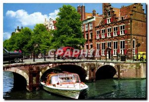 Postcard Modern Amsterdam OZ Voorburgwal House with three channels