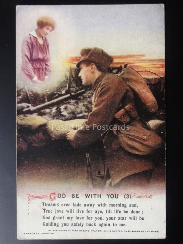 WW1 GOD BE WITH YOU Bamforth Song Cards set of 3 No 5025/1/2/3