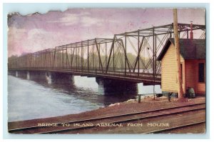 Bridge To Island Arsenal From Moline Illinois IL Unposted Postcard  