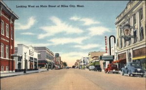 Miles City Montana MT Main Street Electric Co Nice Linen Vintage Postcard