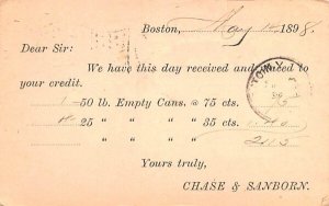 Chase & Sanborn in Boston, Massachusetts postal dated 1898.