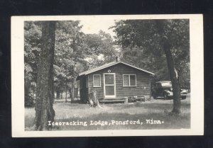 RPPC PONSFORD MINNESOTA ICECRACKING LODGE OLD CARS REAL PHOTO POSTCARD