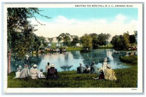 c1920 Awaiting Rope Pull Pond Amherst Massachusetts MA Vintage Antique Postcard