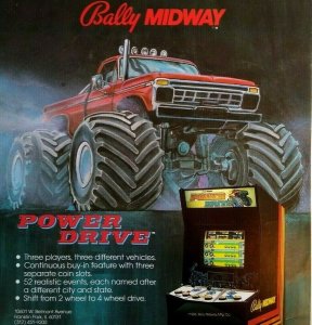 Power Drive Arcade Flyer 1986 Video Game Vintage Retro Artwork Monster Trucks