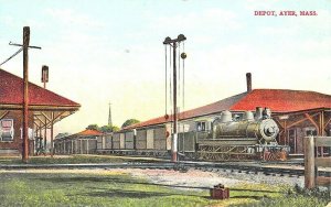 Ayer MA Train Station Railroad Depot Postcard