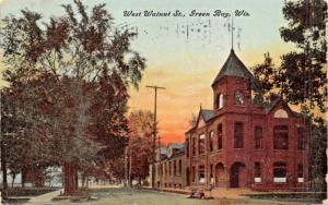 GREEN BAY WISCONSIN~WALNUT STREET POSTCARD 1908 PSTMK