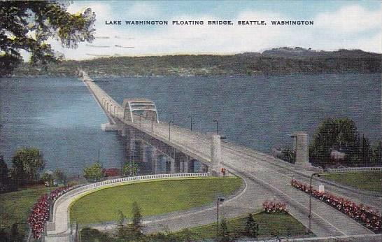 Lake Washington Floating Bridge Seattle Wasington 1956