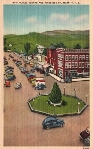 Vintage Postcard Public Square And Tennessee Street Murphy North Carolina NC