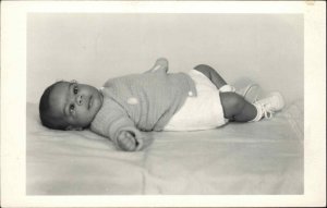 Black Americana - Cute Baby c1940s-60s Real Photo Postcard