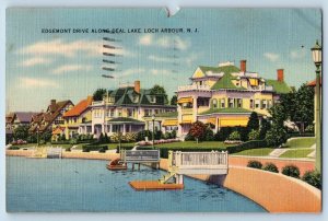 Loch Arbour New Jersey Postcard Edgemont Drive Deal Lake Exterior c1940 Vintage