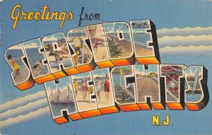 Seaside Heights New Jersey Large Letter Linen Greetings Vintage Postcard AA48622