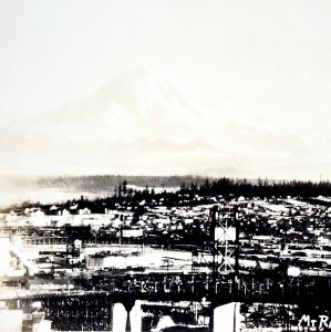 RPPC Mount Rainier From Tacoma Industry Ellis 1920s Washington Pacific NW PCBG6C