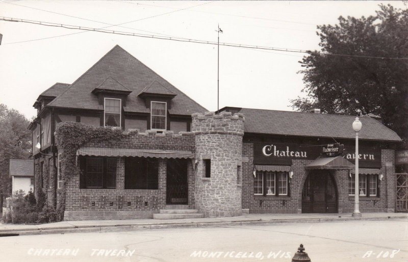 Wisconsin Monticello The Chateau Tavern Real Photo sk603