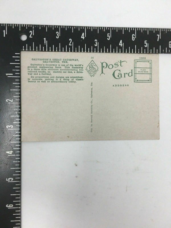 Early Galveston Great Causeway Postcard Train Railroad