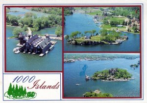 VINTAGE POSTCARD CONTINENTAL SIZE TRIPLE VIEW OF THE 1000 ISLANDS NEW YORK